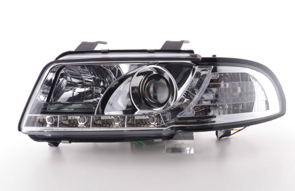 FK LED DRL Lightbar Halo Projector headlights Audi A4 B5 8D 94-99 chrome S4 LHD