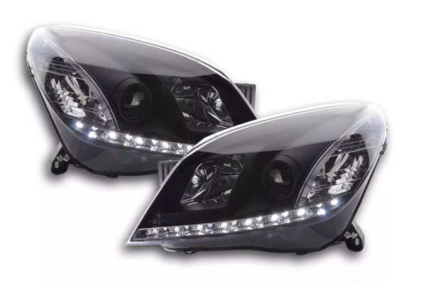 FK Set Astra H BJ 04-10 LED DRL Halo Projector Headlights Black LHD