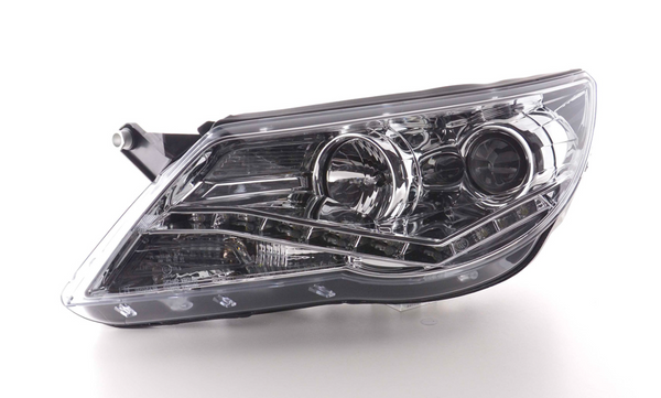 FK Pair LED DRL Projector Headlights VW Tiguan 5N 07-11 Chrome LHD Plug & Play