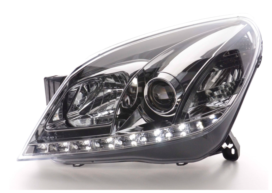 FK Set LED DRL Halo Projector Headlights Opel Vauxhall Astra H 04-10 chrome LHD