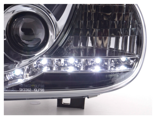 FK LED DRL Halo Projector Headlight set VW Golf 4 MK4 1J 98-03 chrome LHD