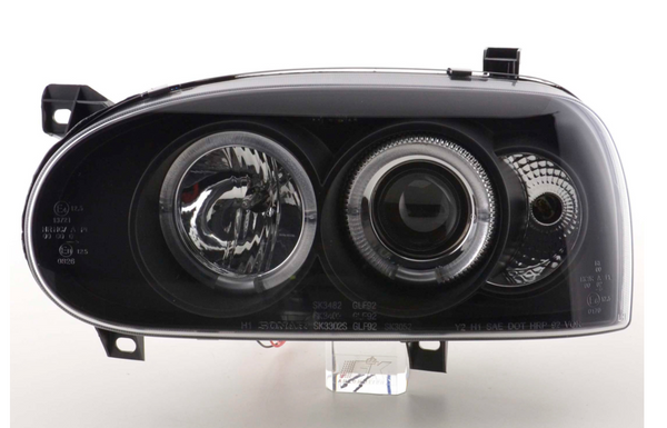 FK Set LED DRL Projector Angel Eye Headlights VW Golf 3 MK3 1HXO 1 EXO 91-97