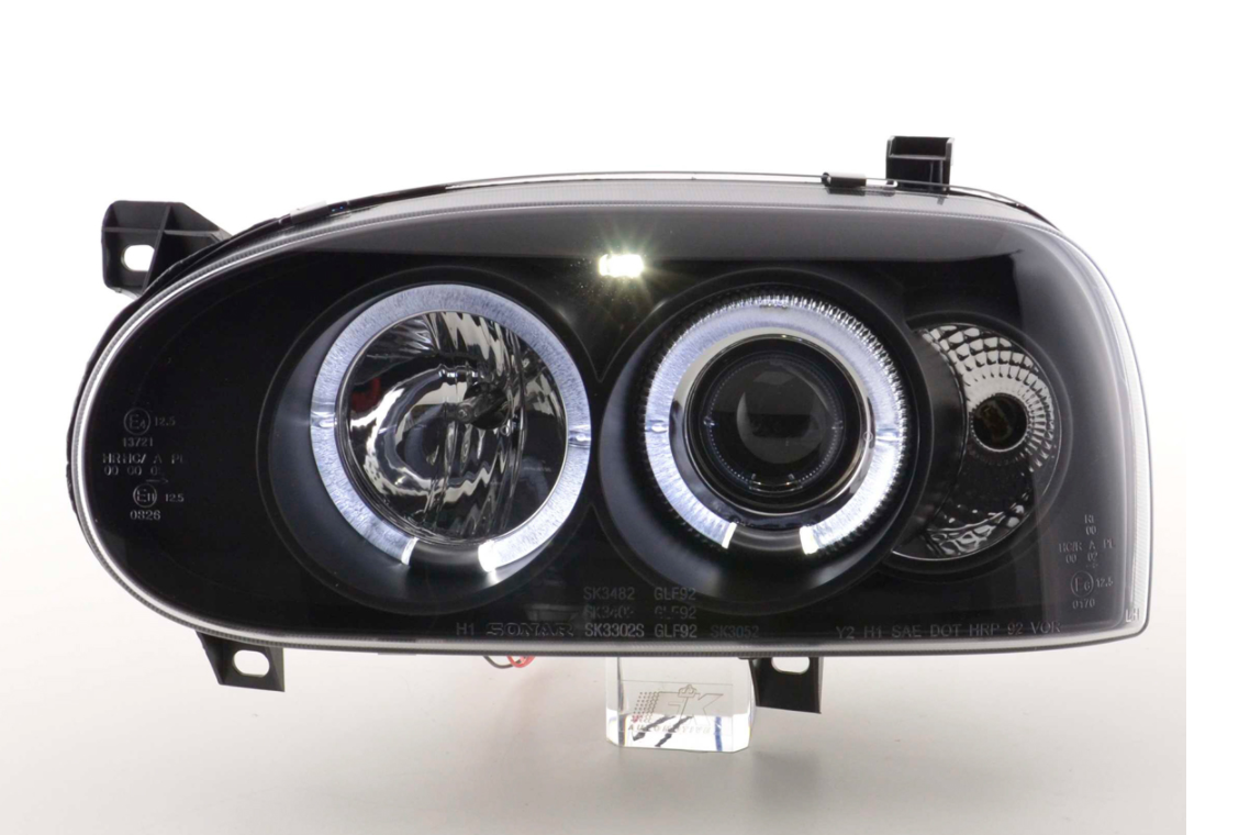 FK Set LED DRL Projector Angel Eye Headlights VW Golf 3 MK3 1HXO 1 EXO 91-97