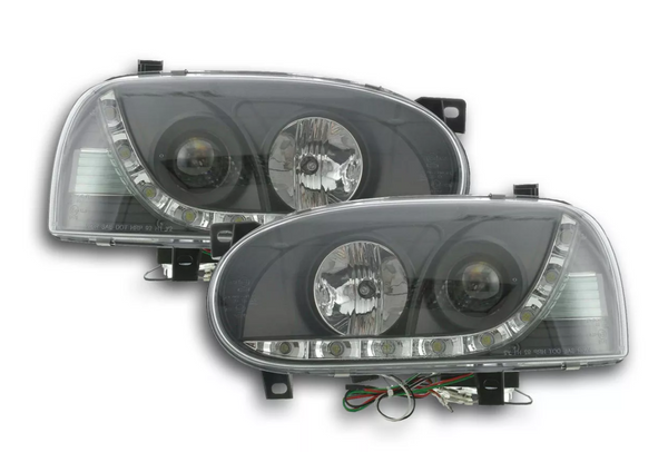 FK LED DRL Devil Angel Eyes Projektor Halo-Scheinwerfer VW Golf 3 MK3 91–97 LHD