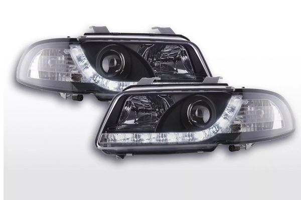 FK LED DRL Angel Eye Projector headlights Audi A4 B5 8D 94-99 black S4 LHD