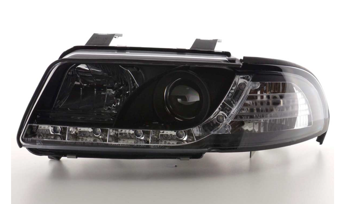 FK LED DRL Angel Eye Projektorscheinwerfer Audi A4 B5 8D 99-01 schwarz S4 LHD 