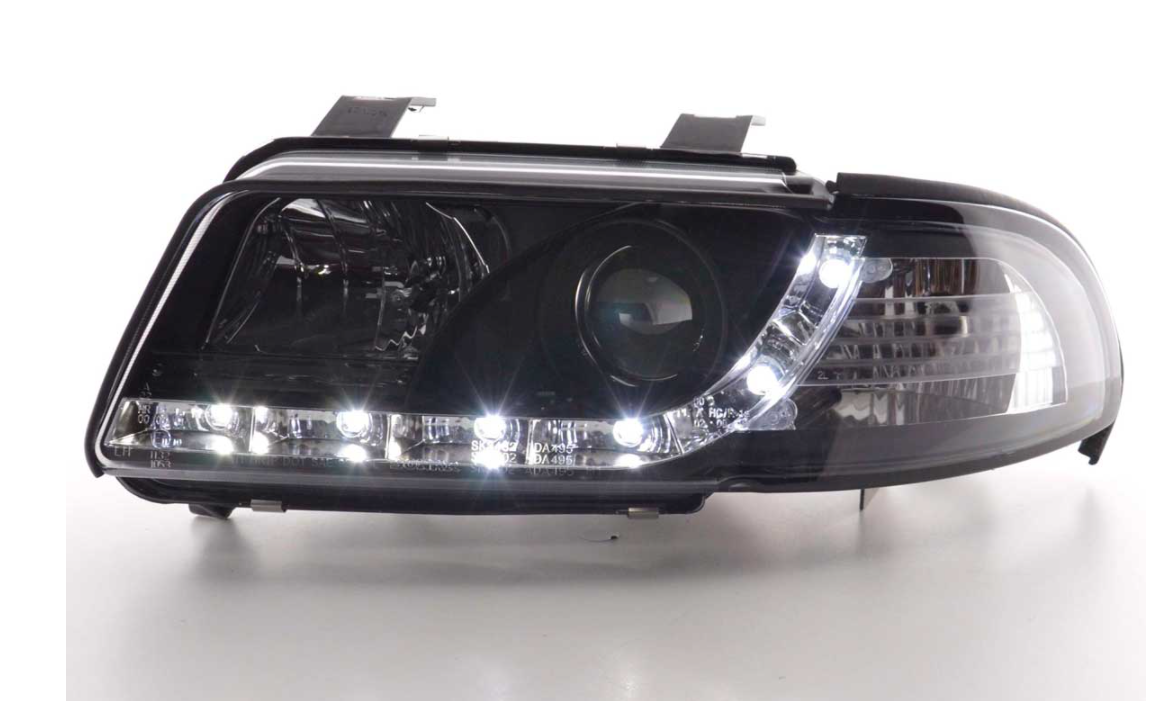 FK LED DRL Angel Eye Projector headlights Audi A4 B5 8D 99-01 black S4 LHD