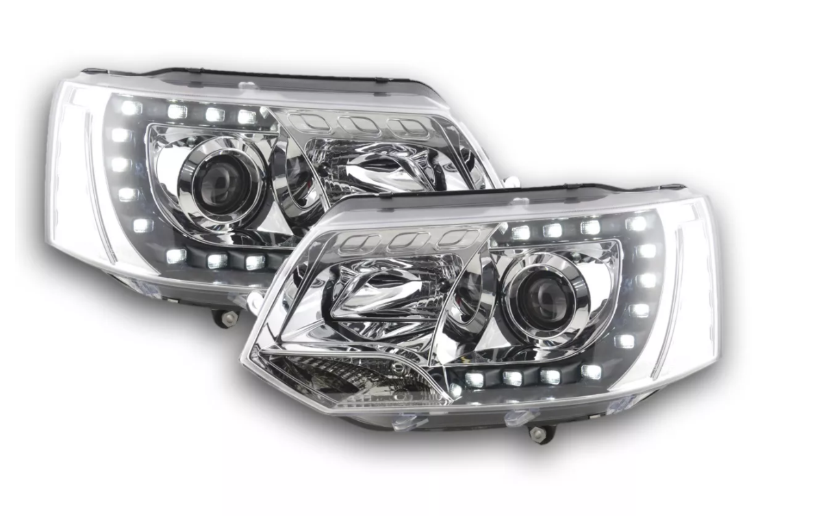 FK Pair LED DRL Projector headlights VW Van Camper Transporter T5 09+ Chrome LHD