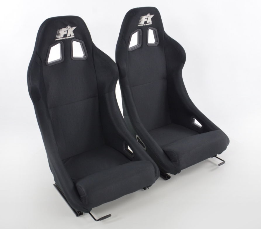 FK Universal Full Bucket Sports Seats Black Car 4x4 Kit Van inkl. Gleitschienen