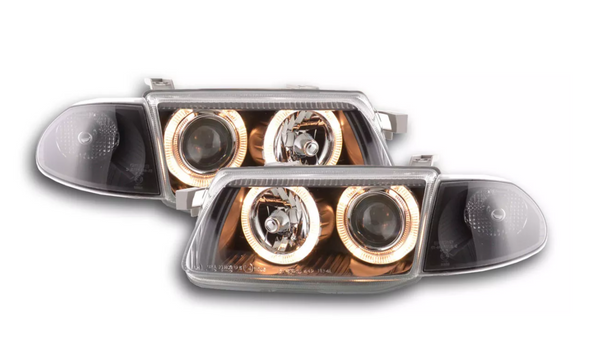 FK Vauxhall Opel Astra F 91-97 LED DRL Devil Eye Projector Headlights RHD & LHD