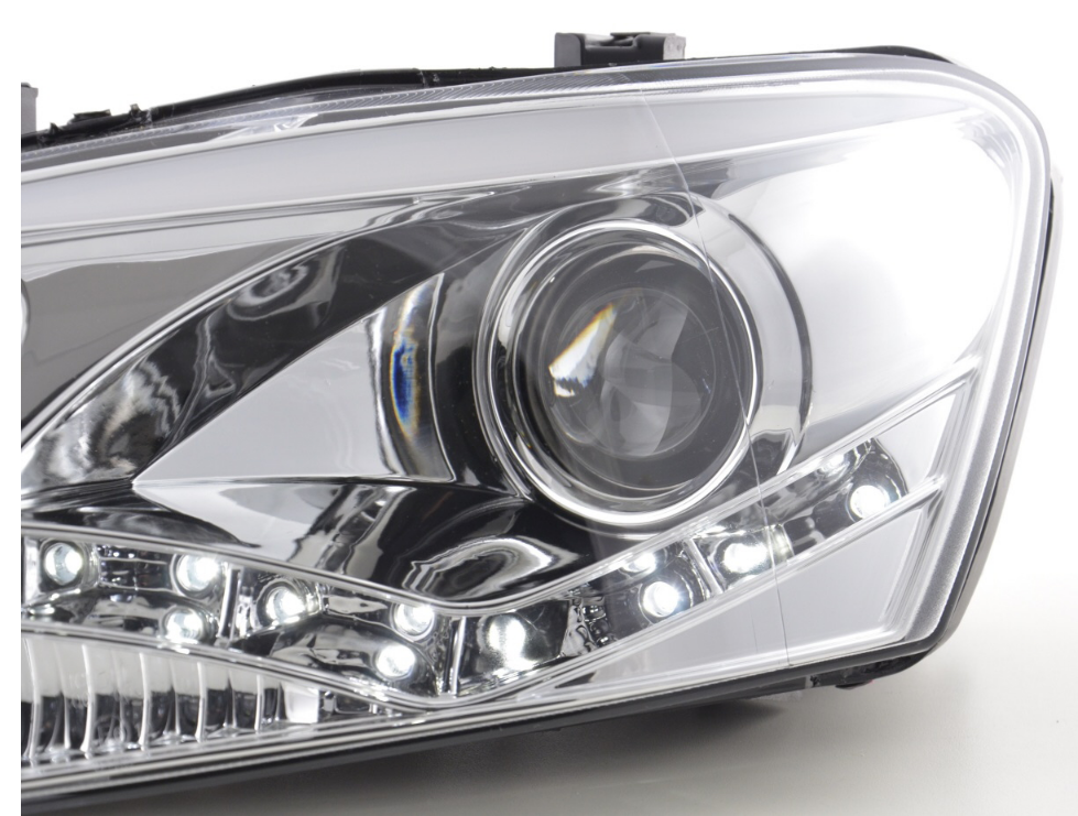 FK Pair LED DRL Projector headlights VW Polo type 6R 2010+ chrome RHD Plug & Pla