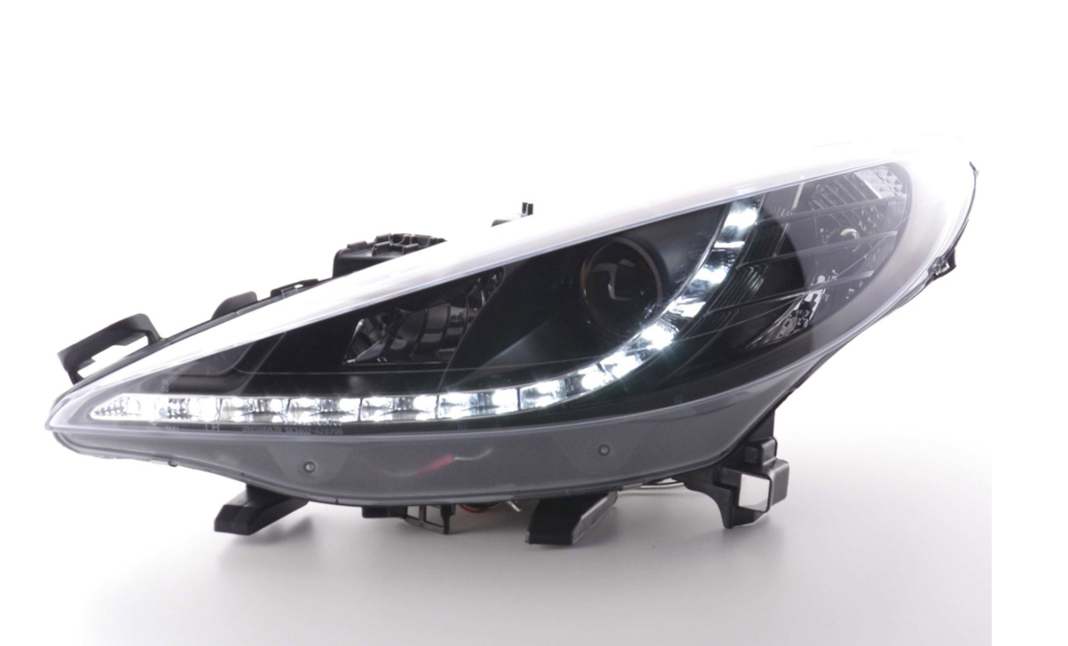 FK Set LED DRL Angel Eye Projektorscheinwerfer Peugeot 207 2006+ schwarz