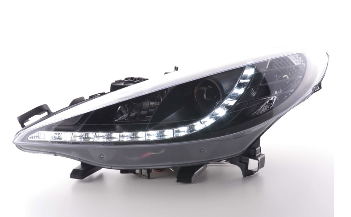 FK Set LED DRL Angel Eye Projektorscheinwerfer Peugeot 207 2006+ schwarz