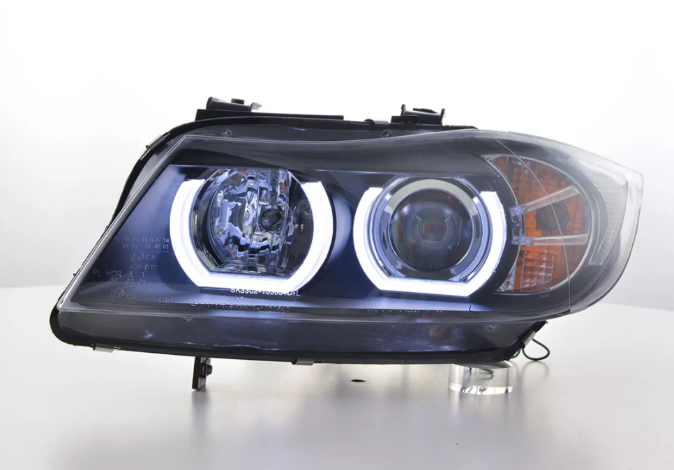 FK Paar LED DRL Projektor-Augenscheinwerfer BMW 3er E90 E91 05–08 Schwarz LHD