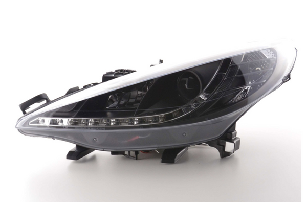 FK Set LED DRL Angel Eye Projektorscheinwerfer Peugeot 207 2006+ schwarz