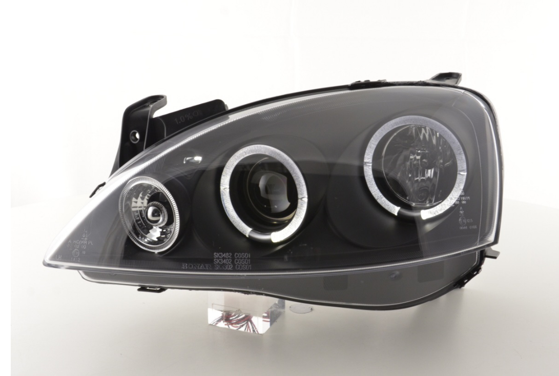 FK Set Opel Corsa C 01-06 LED DRL Devil Eye Projector Headlights Plug & Play LHD