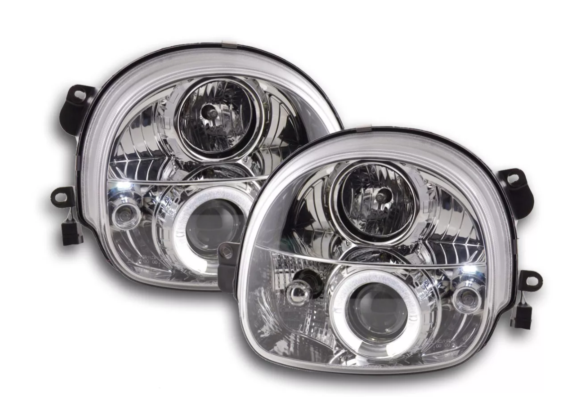 FK Set Pair LED DRL Headlights Renault Twingo 1 MK1 93-00 chrome LHD