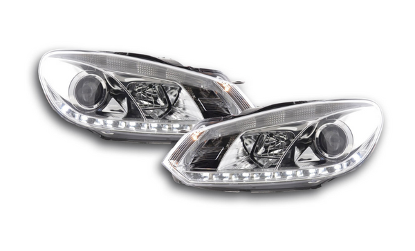 FK Set VW Golf 6 MK6 1K LED Projector Headlights DRL GTI R20 08+ Chrome RHD