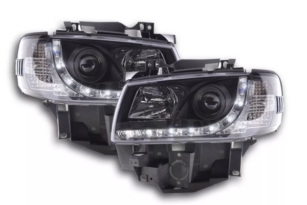 FK Set LED DRL Projector headlights VW Van Camper Bus Transporter T4 96-03 Black