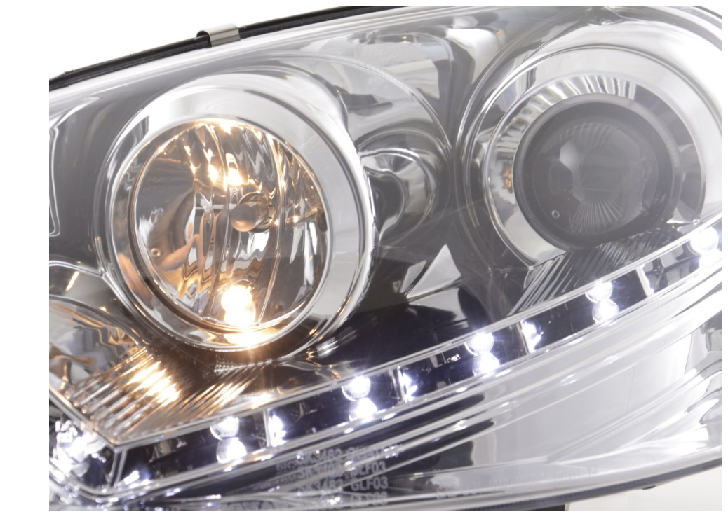 FK Set LED Halo DRL Headlights VW Golf 5 5 MK5 1K 03-08 chrome RHD Plug & Play