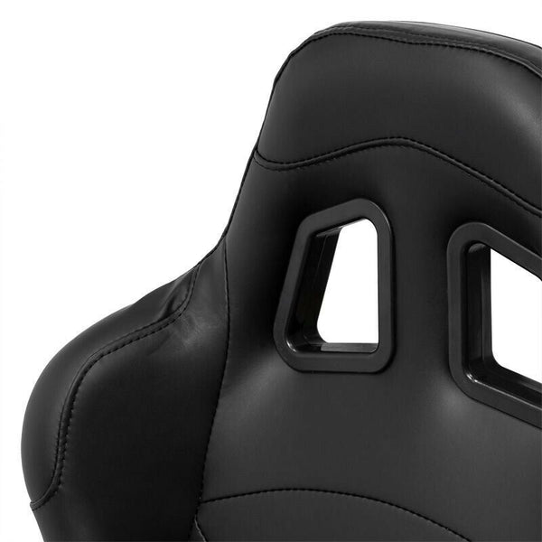 AUTOSTYLE BH Synthetic Leather x1 Universal Single Sports Bucket Seat Black Fixed back