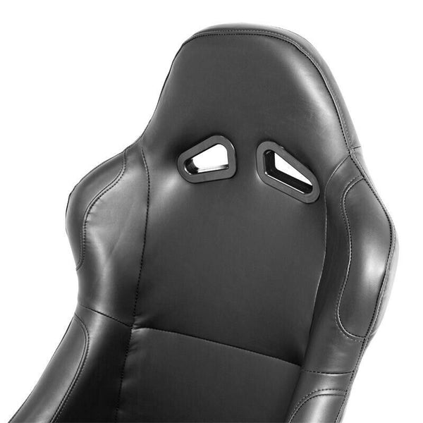 AUTOSTYLE x1 Univ Single Sports Bucket Seat Black Synth Leather Fixed back