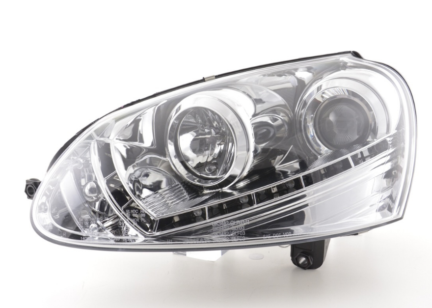 FK Set LED Halo DRL Headlights VW Golf 5 5 MK5 1K 03-08 chrome RHD Plug & Play