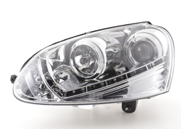 FK Set LED Halo DRL Headlights VW Golf 5 5 MK5 1K 03-08 chrome RHD Plug & Play