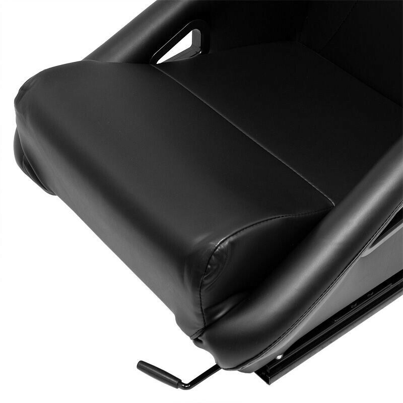 AUTOSTYLE x1 Univ Single Sports Bucket Seat Black Synth Leather Fixed back