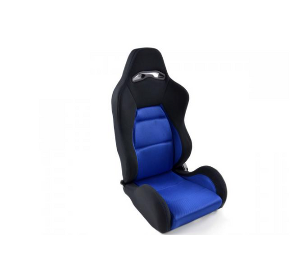 FK Pair Universal Recline / Fold Bucket Sports Seats - BLUE & Black Stitch