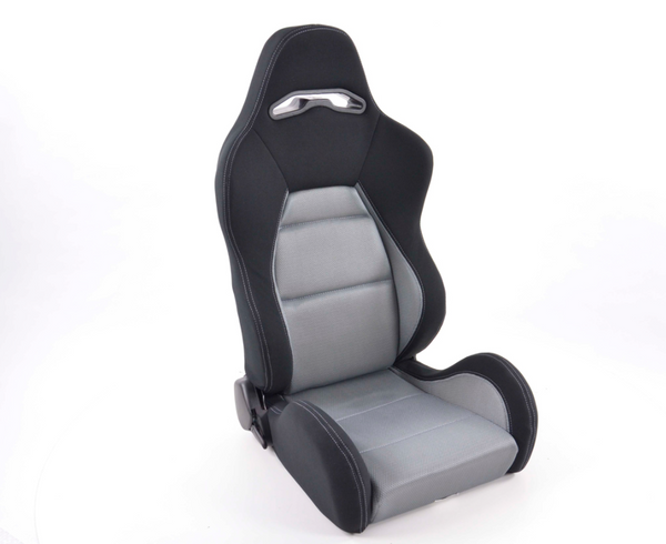 FK Pair Universal Recline / Fold Bucket Sports Seats - Grey & Black Stitch