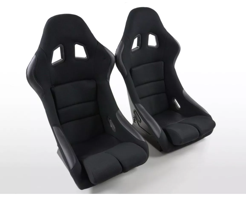 FK Universal Full Fixed Back Bucket Sports Seats BLACK Edition Track Drift STyle