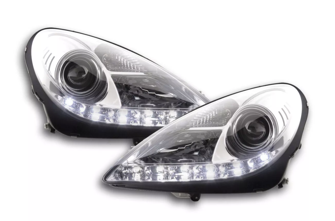 FK Set LED DRL Headlights Halo Mercedes SLK R171 04-11 chrome LHD AMG