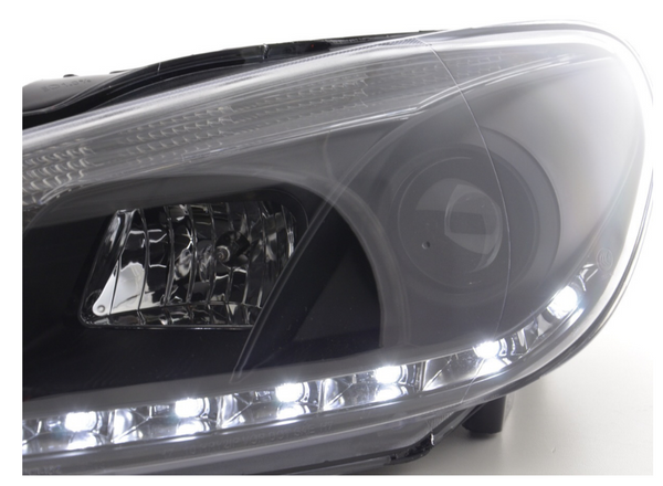 FK Set VW Golf 6 MK6 LED Devil Eye Project Headlights DRL GTI R20 08+ Black RHD