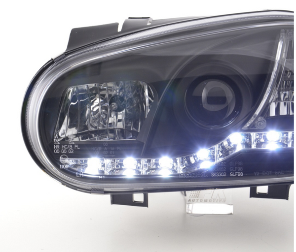 FK LED DRL Angel Eye Projektor-Scheinwerfer-Set VW Golf 4 MK4 1J 98–03 RHD GTI