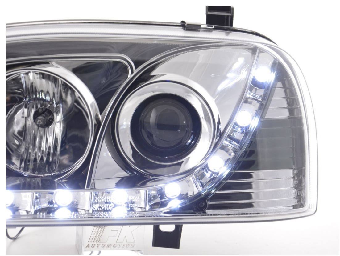 FK Set LED DRL Projector Angel Eye Headlights VW Golf 3 MK3 1HXO 1 EXO 91-97 RHD