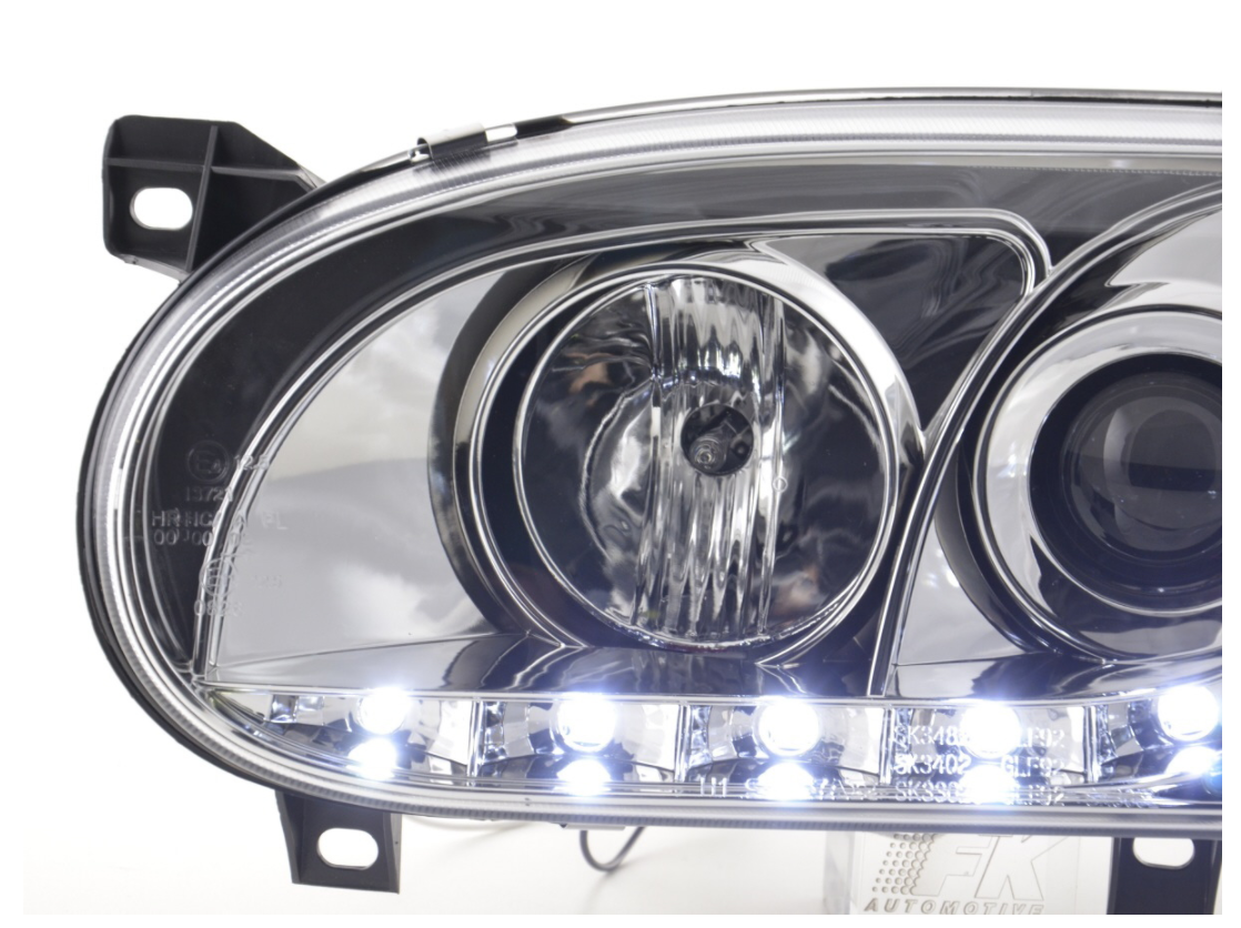 FK Set LED DRL Projector Angel Eye Headlights VW Golf 3 MK3 1HXO 1 EXO 91-97 RHD