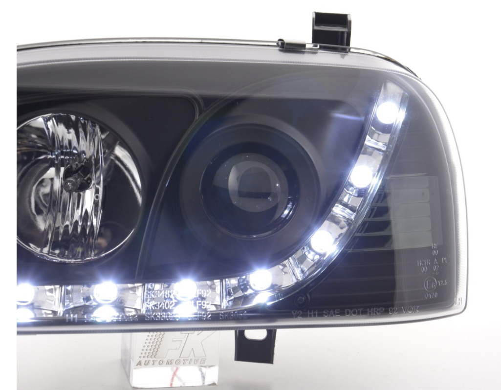 FK LED DRL Devil Angel Eyes Headlights VW Golf 3 MK3 1HXO 1EXO 91-97 black RHD