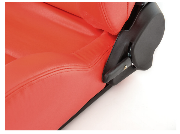 FK Pair RED Universal Premium Line Sports Bucket Seats - Recline & slide runners