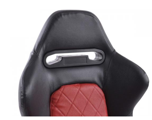 FK Universal Reclining Bucket Sports Seats Luxury Quilted Red Synth Leather