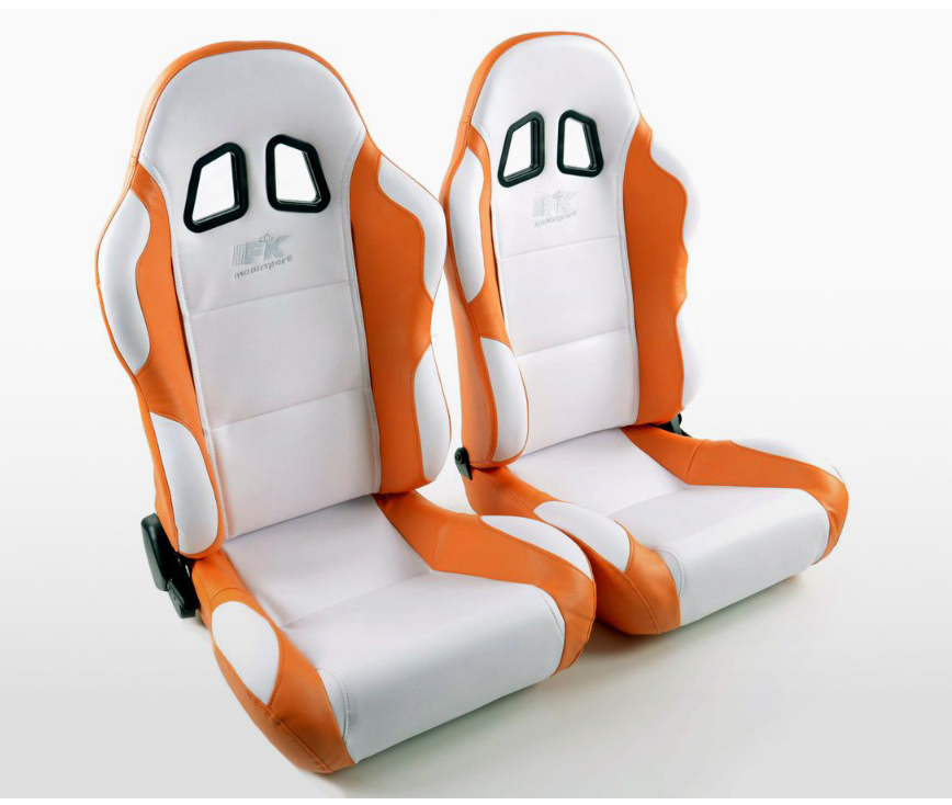 FK Univ Bucket Sports Seats & Runners White & Orange Defender 90 T5 T6 4x4 Car