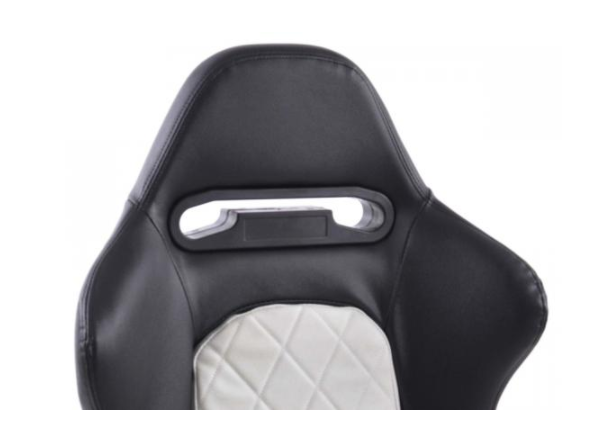 FK Universal Reclining Bucket Sports Seats Luxury Quilted White Synth Leather