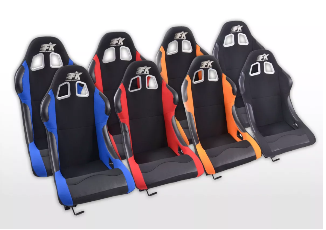 FK Universal Fixed Back Bucket Seats Black & Red / Blue / Orange Car 4x4 Van