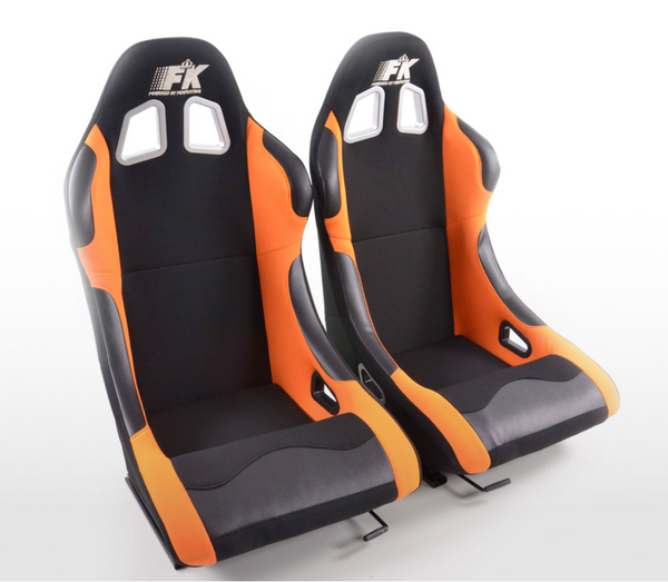 FK Universal Fixed Back Bucket Seats Black & Red / Blue / Orange Car 4x4 Van