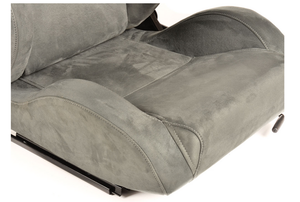 FK Universal Sports Bucket Seats Reclining Syn Wildleder GRAU mit Gleitkufen