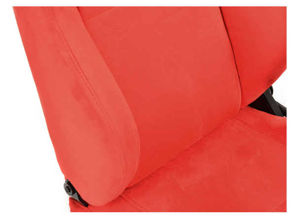 FK Universal Sports Bucket Seats Reclining Syn Suede Red with slide runners