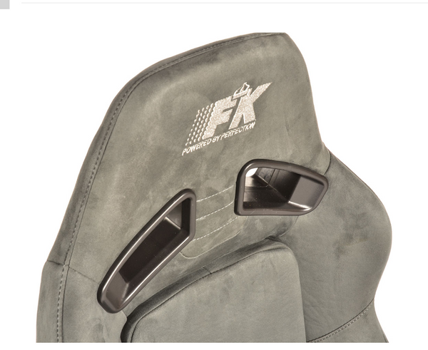 FK Universal Sports Bucket Seats Reclining Syn Wildleder GRAU mit Gleitkufen