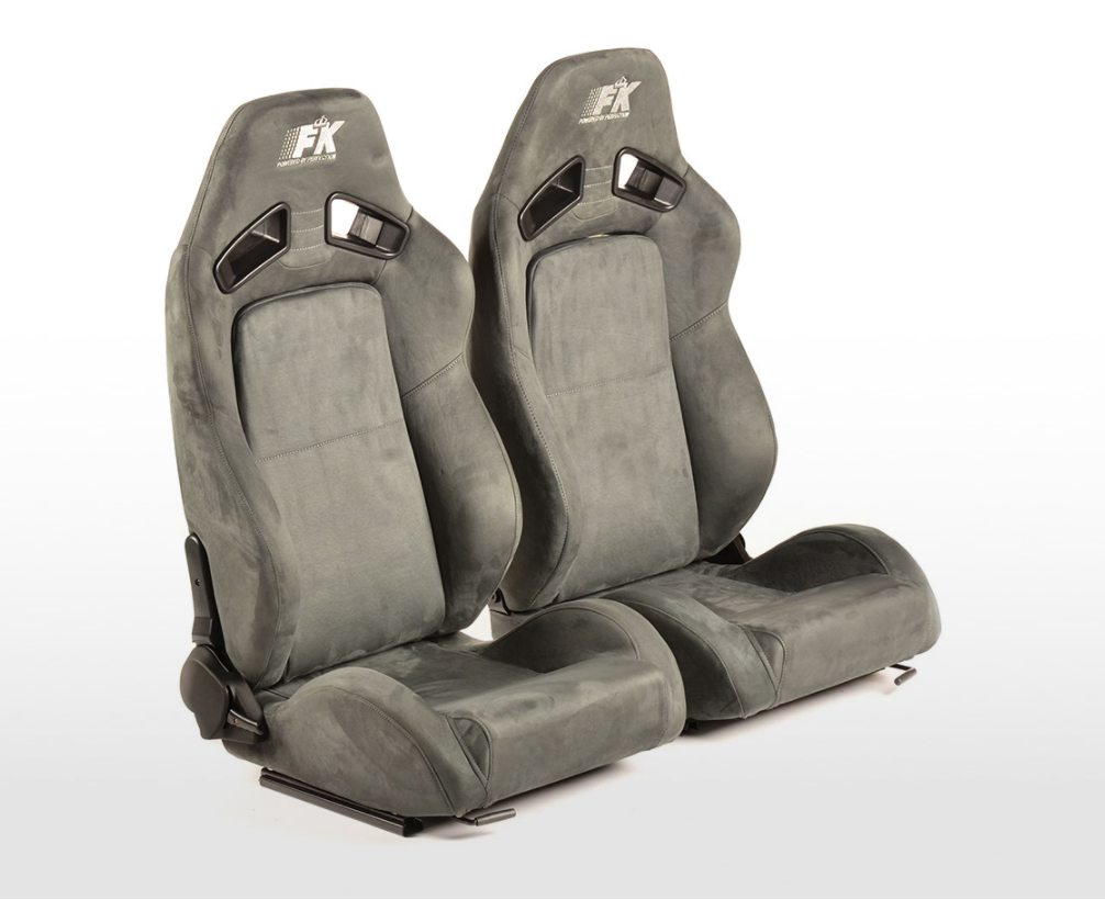 FK Universal Sports Bucket Seats Syn Suede Grey Red with univ slide