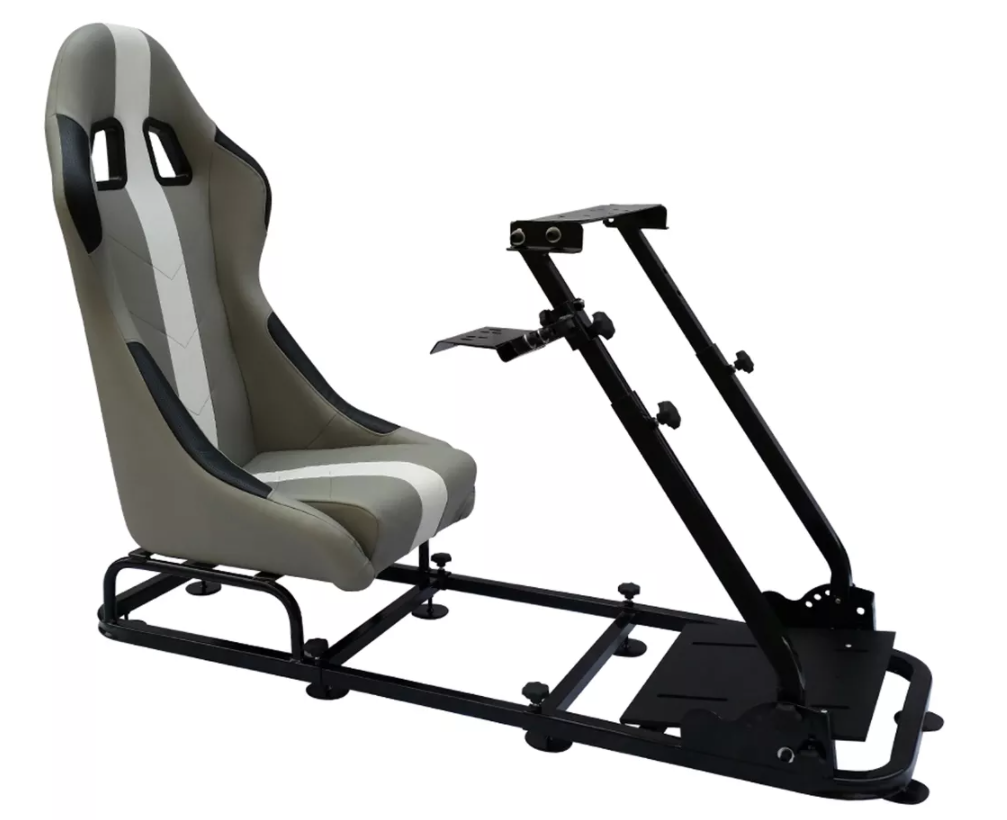 FK Grey White Stripe Simulator Chair Racing Seat Driving Game PC F1 Gaming Wheel