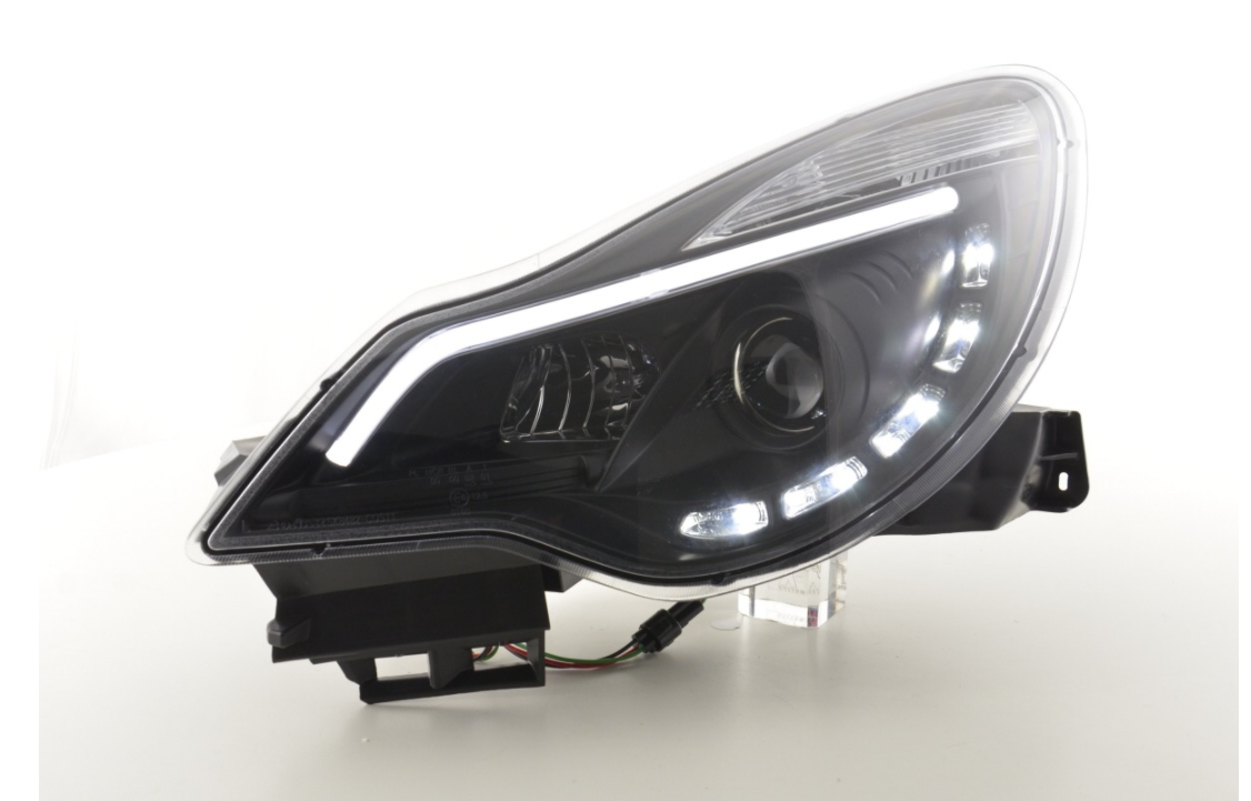 FK Paar LED DRL Projektor Halo-Scheinwerfer Opel Vauxhall Corsa D 2011+ Schwarz RHD